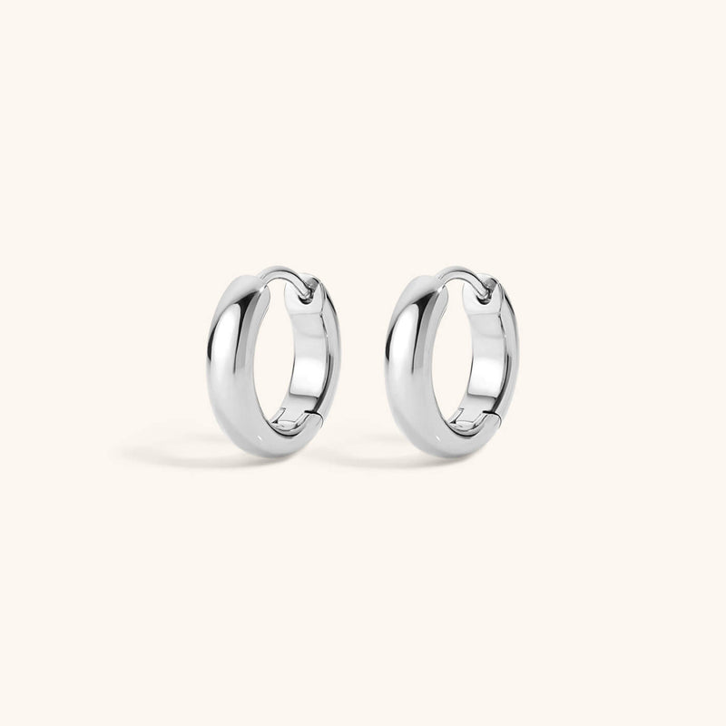 Bold Huggie Hoops in Titanium