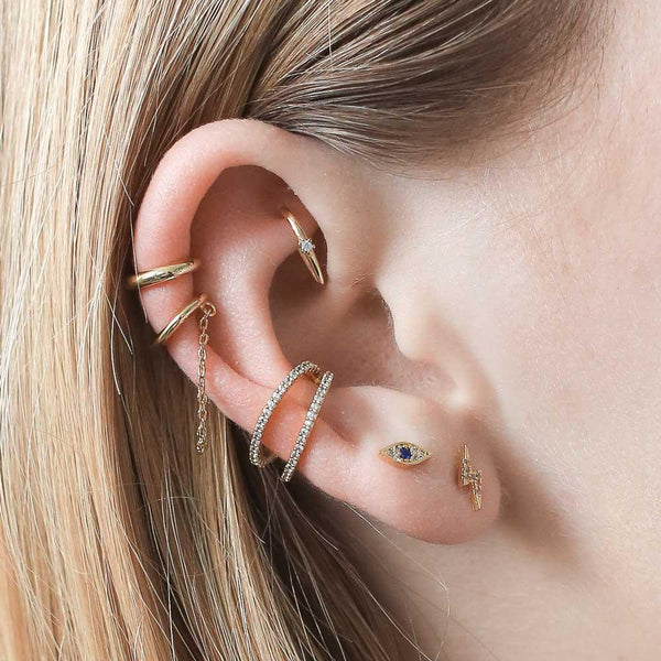 Evil Eye Push Pin Flat Back Earring