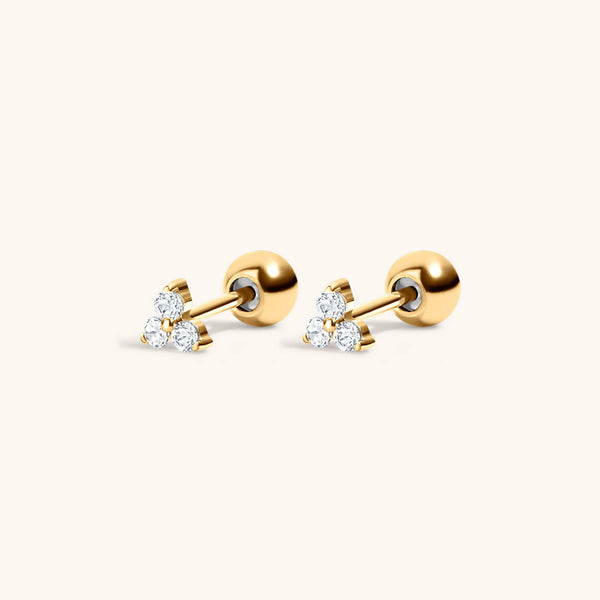 Mini Crystal Trinity Studs in Titanium