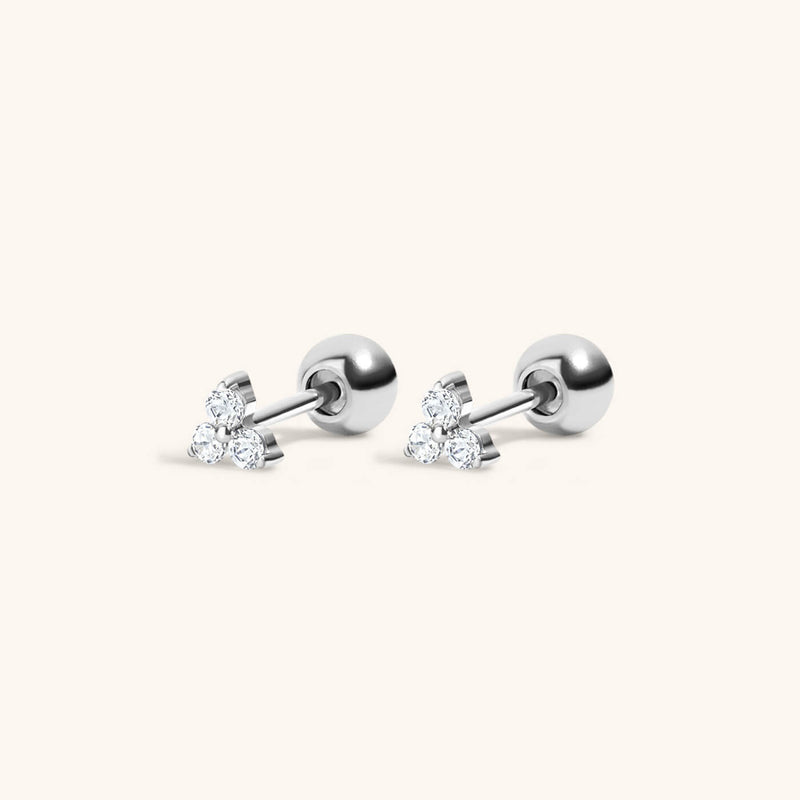 Mini Crystal Trinity Studs in Titanium