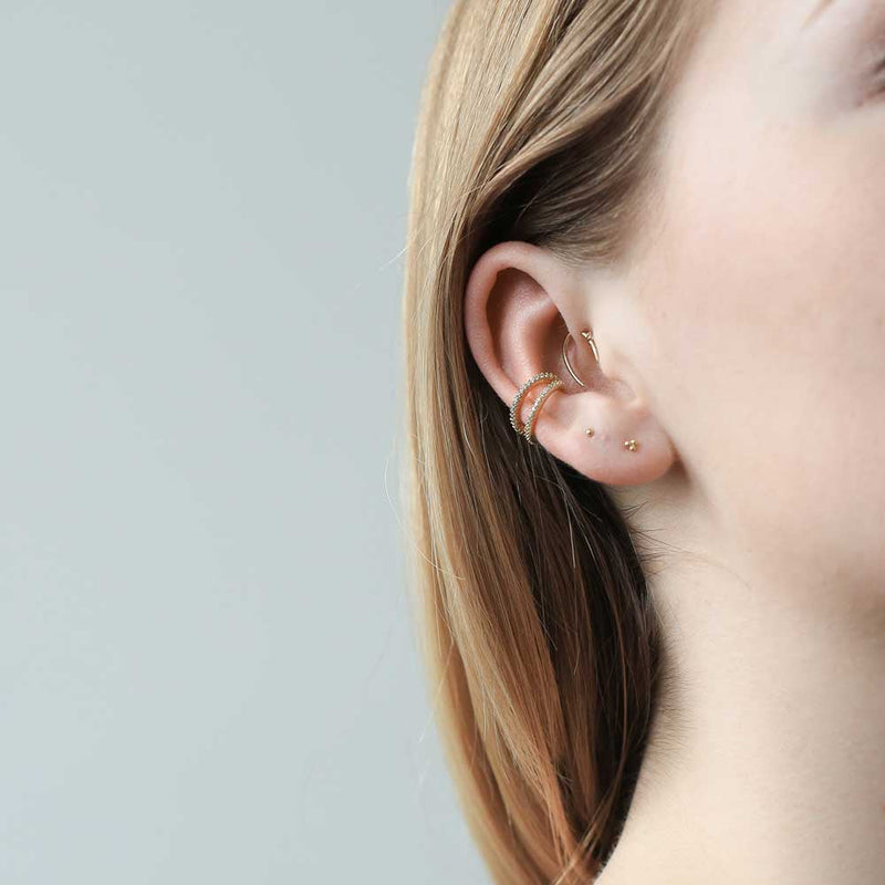 Tiny Trinity Studs in 14k Gold