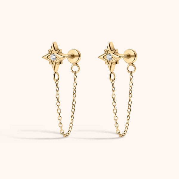 North Star Chain Nap Earrings