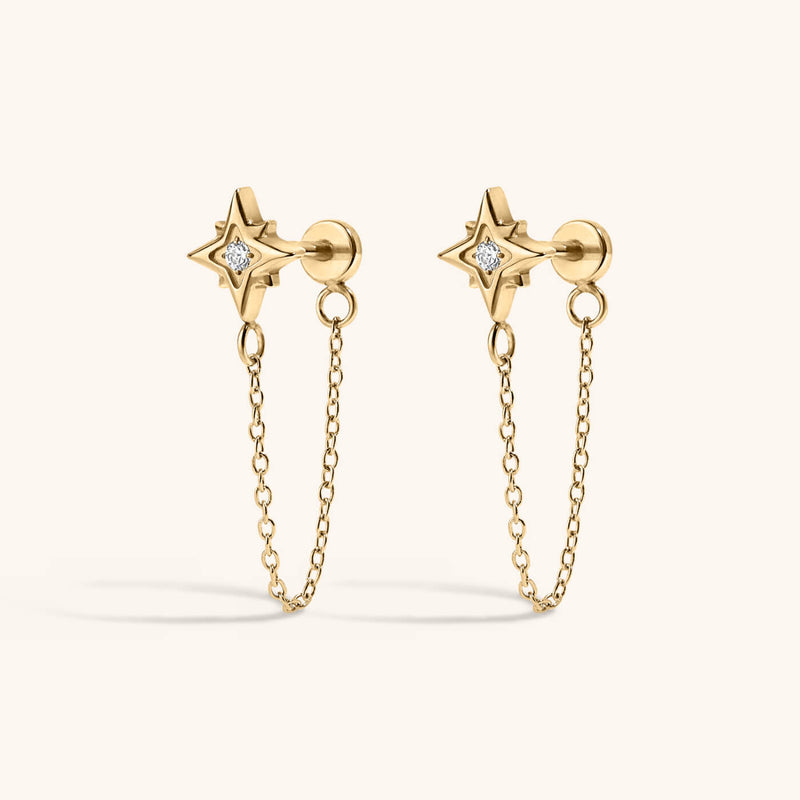 North Star Chain Nap Earrings