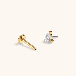 Crystal Pear Push Pin Flat Back Earring