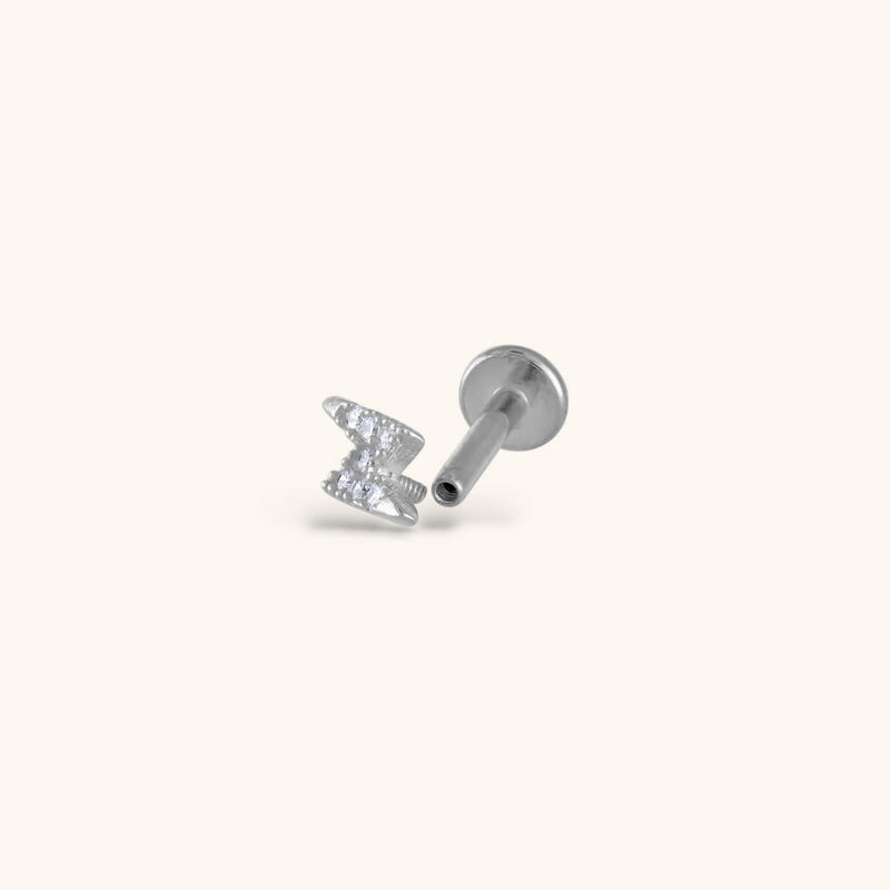 Pave Lightning Threaded Flat Back Earring