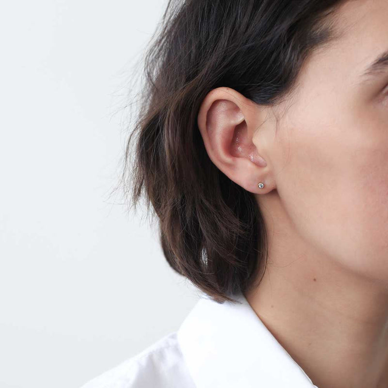 Tiny Sapphire Studs in 14k Gold