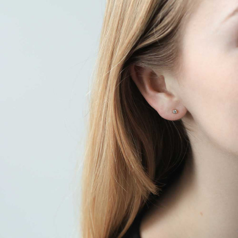 Tiny Sapphire Studs in 14k Gold