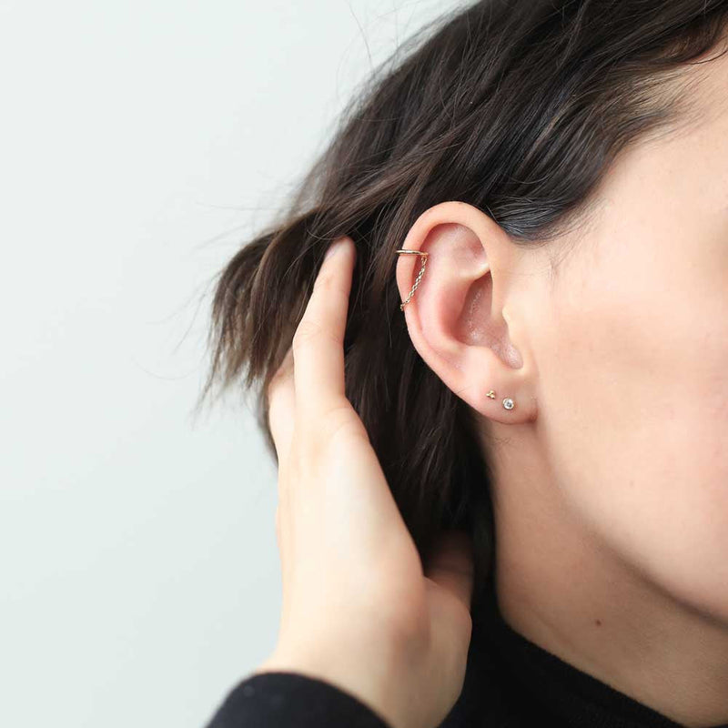 Tiny Trinity Studs in 14k Gold