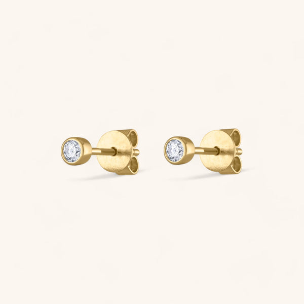 Tiny Diamond Studs in 14k Gold
