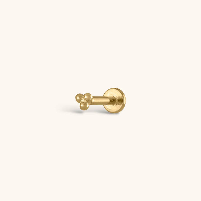 Tiny Trinity Threaded Flat Back Earring