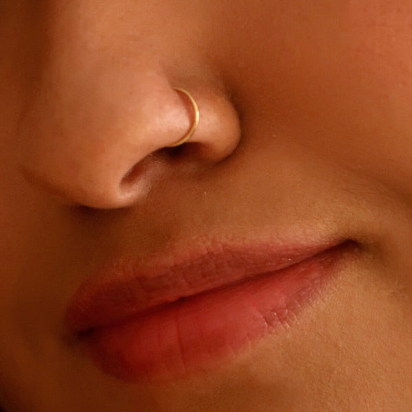 Tiny Secret Nose Hoop Ring in 14k Gold