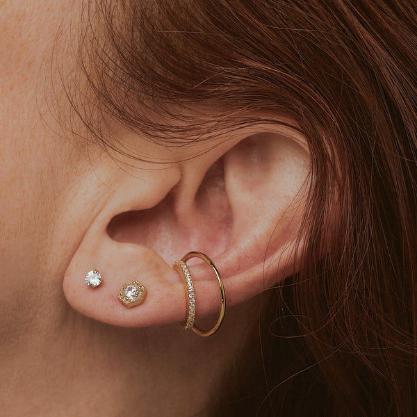 Celestial Crystal Threaded Flat Back Earring