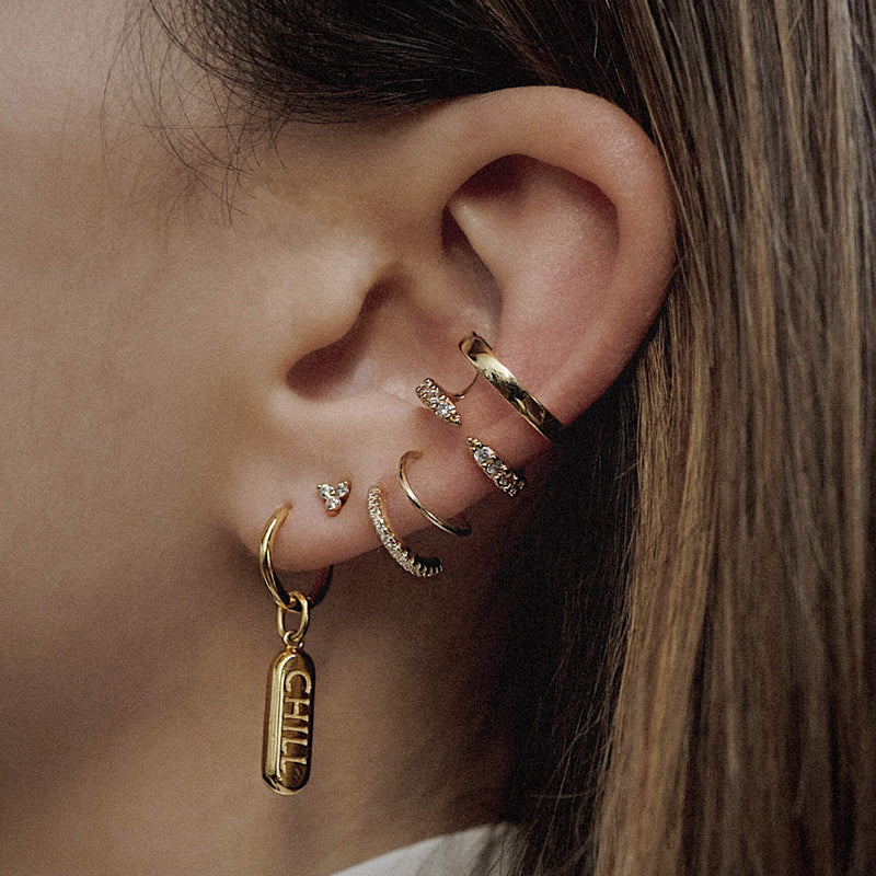 Mini Crystal Trinity Studs in Titanium