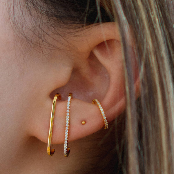 Tiny Secret Ball Back Earrings in 14k Gold