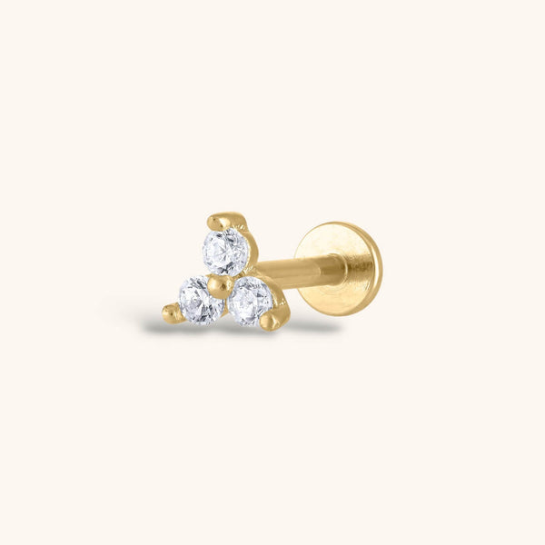 Crystal Trinity Threaded Flat Back Earring