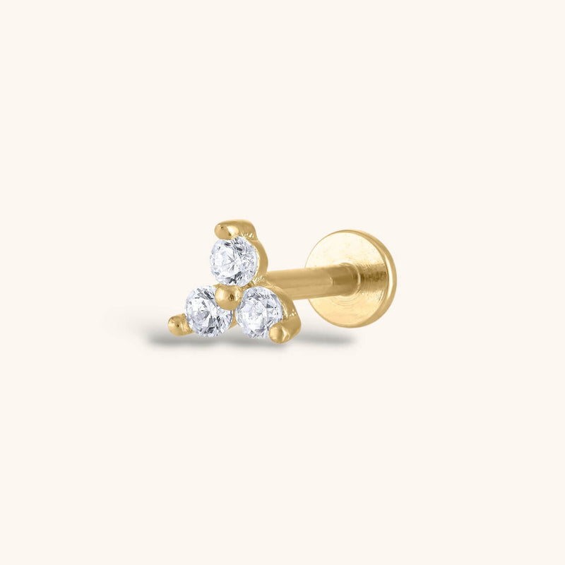 Crystal Trinity Threaded Flat Back Earring