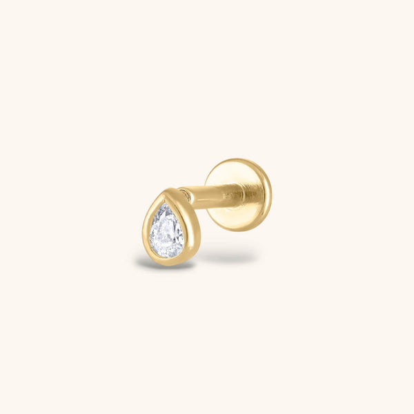 Tiny Dewdrop Threaded Flat Back Earring