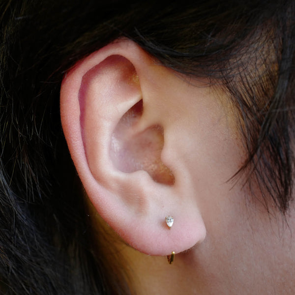 Crystal Pear Open Huggie Hoops