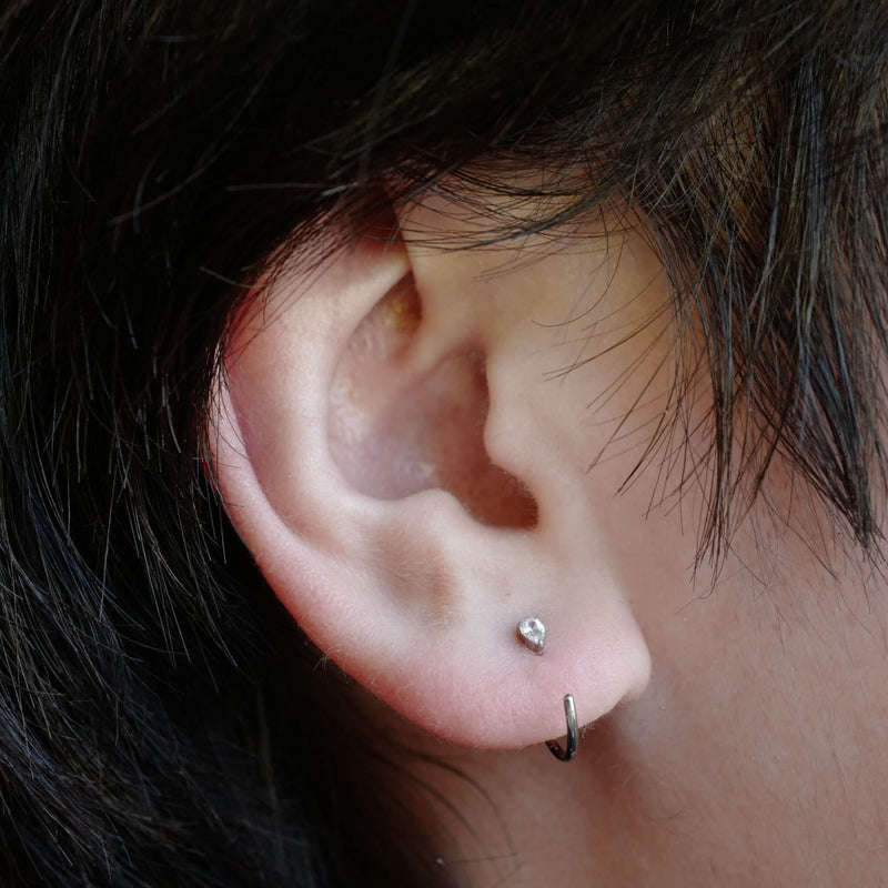 Crystal Pear Open Huggie Hoops