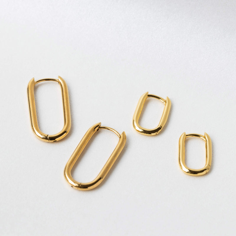 Halo Oval Hoop Earrings in Titanium