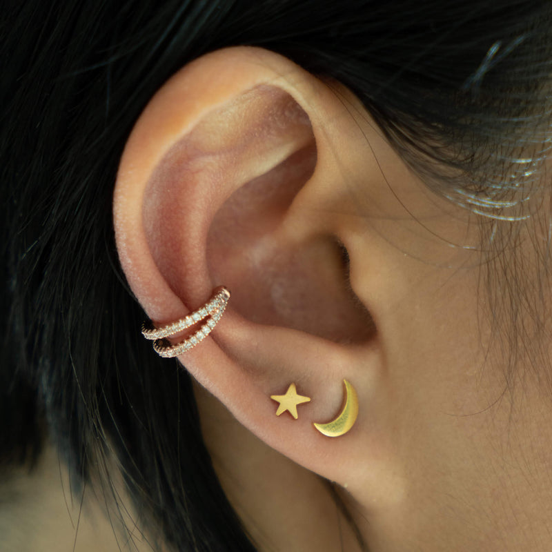 Classic Moon Push Pin Flat Back Earring