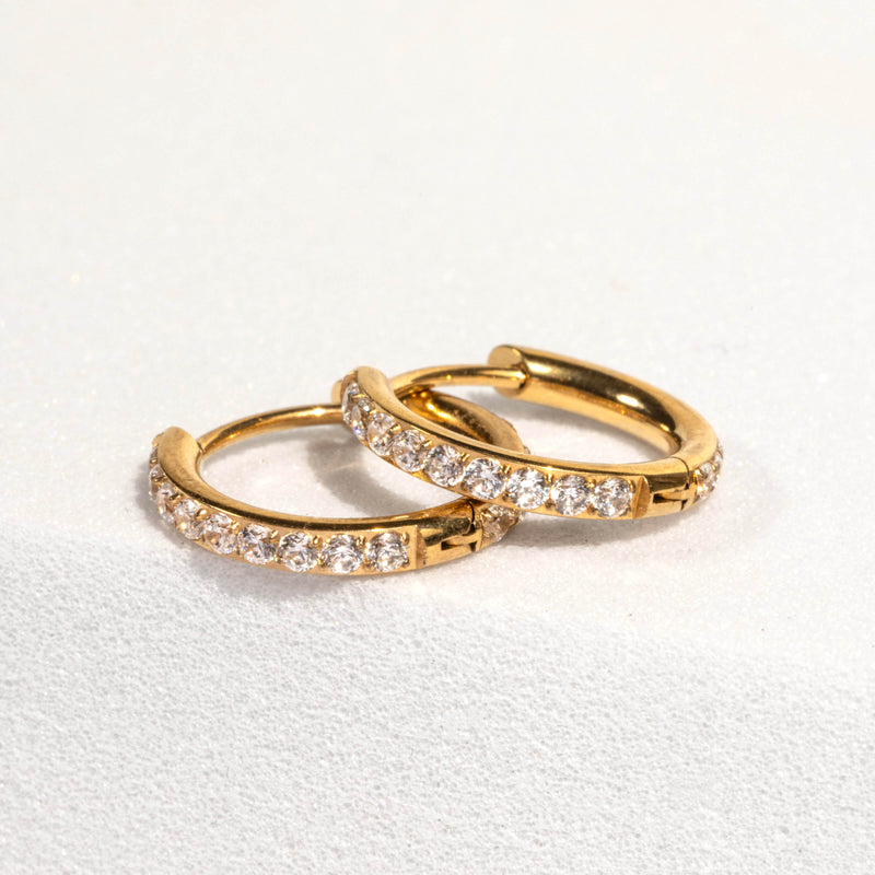 Mini Eternity Hoop Earrings in Titanium