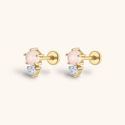 Pink Quartz and White Topaz Nap Earrings