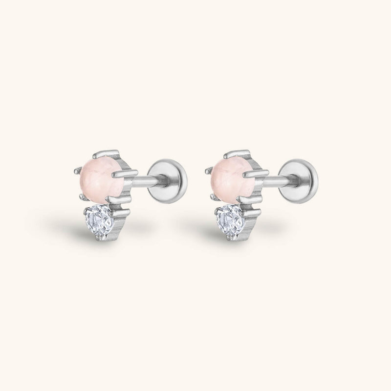 Pink Quartz and White Topaz Nap Earrings