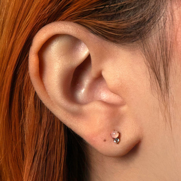 Pink Quartz and White Topaz Nap Earrings