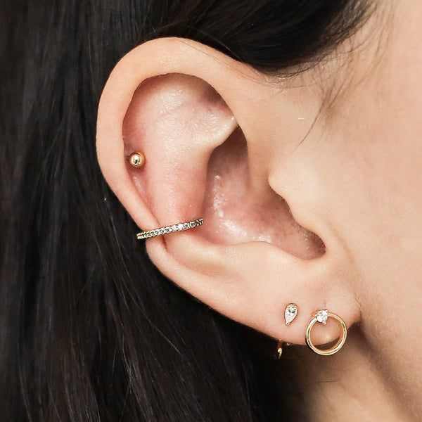 Little Sphere Threaded Flat Back Earring