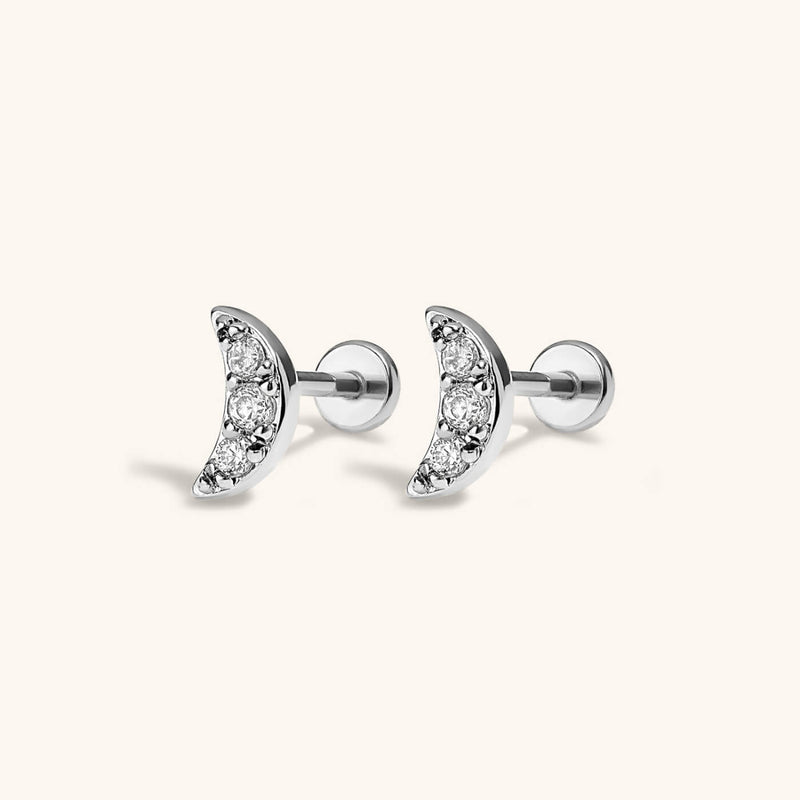 Pave Moon Nap Earrings