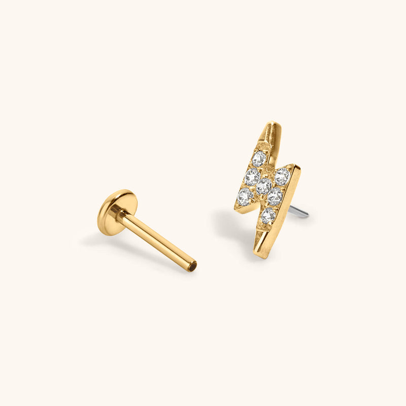 Pave Lightning Push Pin Flat Back Earring