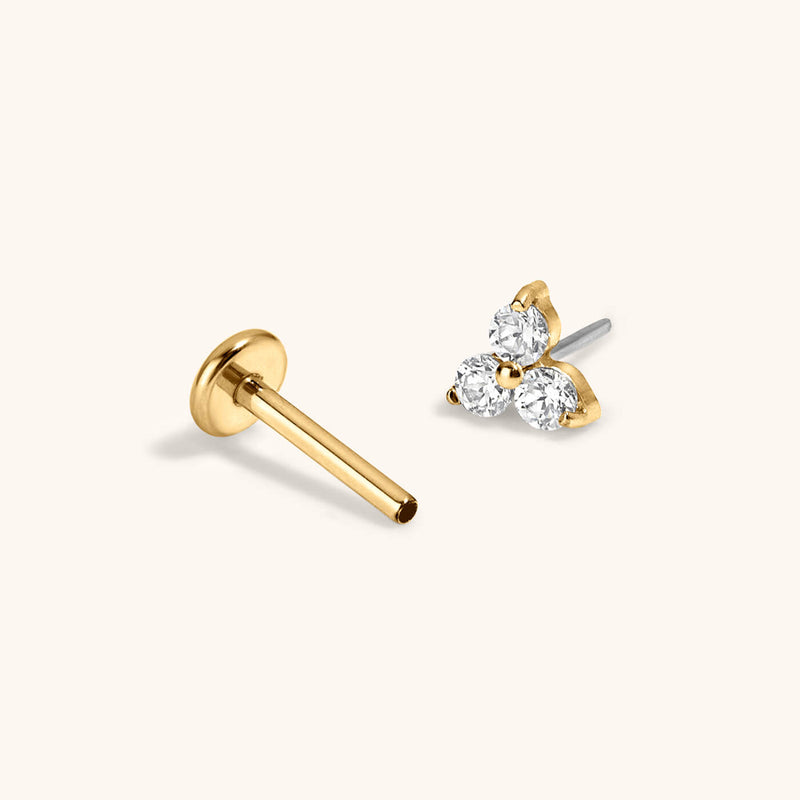 Mini Crystal Trinity Push Pin Flat Back Earring