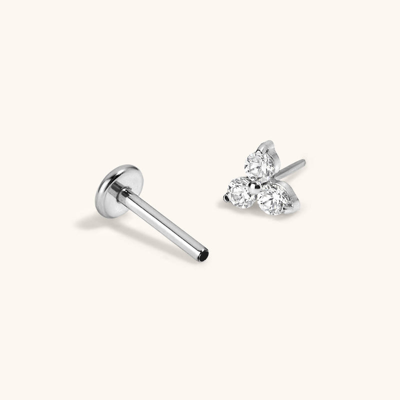 Mini Crystal Trinity Push Pin Flat Back Earring
