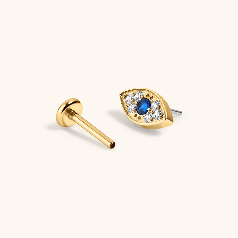 Evil Eye Push Pin Flat Back Earring