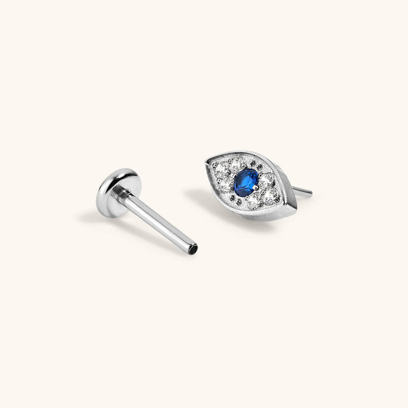 Evil Eye Push Pin Flat Back Earring