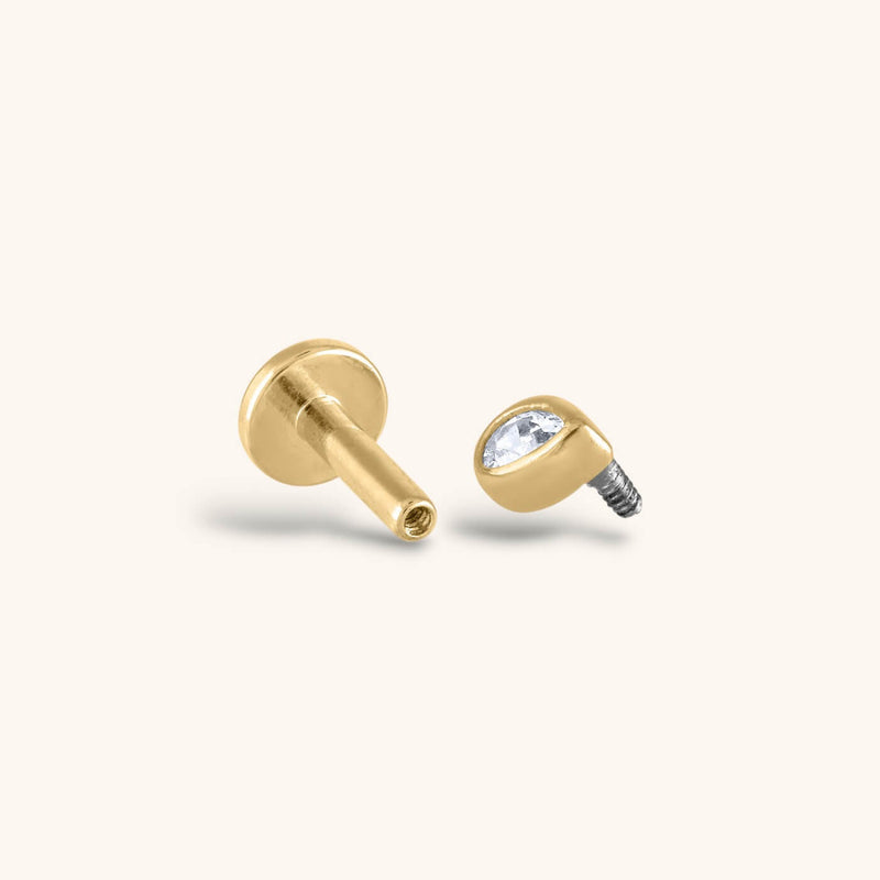 Tiny Dewdrop Threaded Flat Back Earring