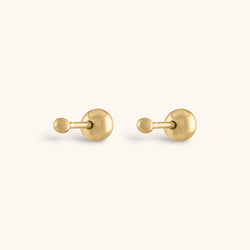 Tiny Secret Ball Back Earrings in 14k Gold