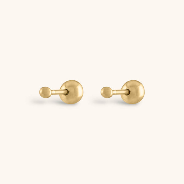 Tiny Secret Ball Back Earrings in 14k Gold