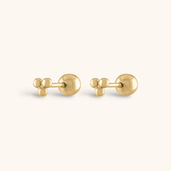 Tiny Trinity Ball Back Earrings in 14k Gold