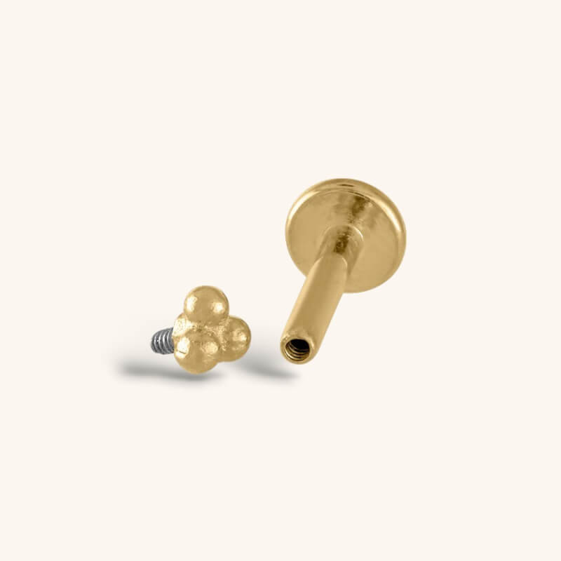 Tiny Trinity Threaded Flat Back Earring