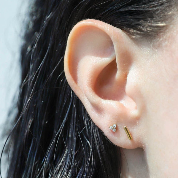 Mini Crystal Trinity Studs in Titanium