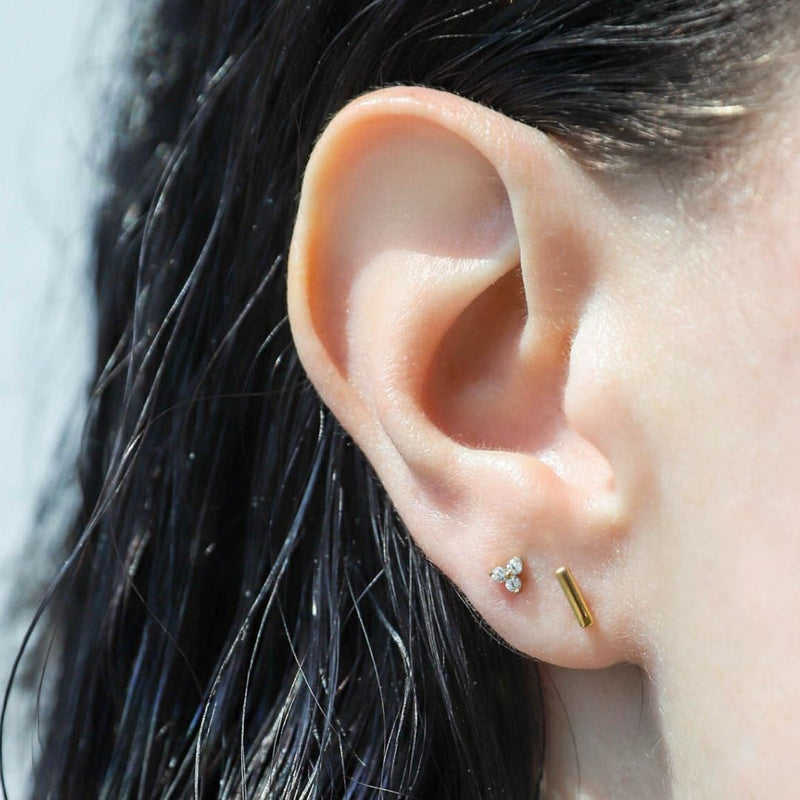 Mini Crystal Trinity Studs in Titanium
